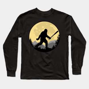 Bigfoot Baseball Funny Sasquatch with a Bat Long Sleeve T-Shirt